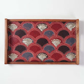 Sheesham Wood & Gota Work Ajrakh Large Tray - Eyaas